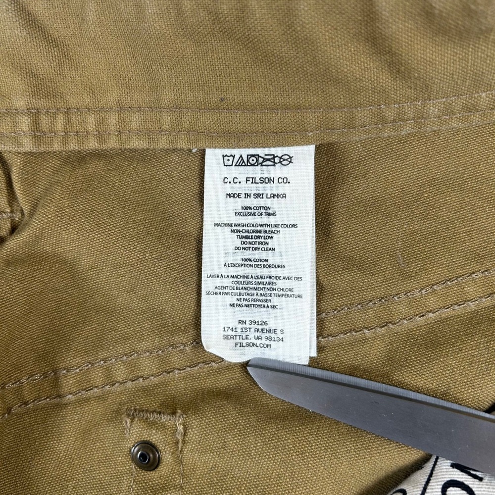 Filson Double Hunt Pants Mens 35x30 Brown 10.5oz Cotton Canvas Workwear Utility - Picture 8 of 16